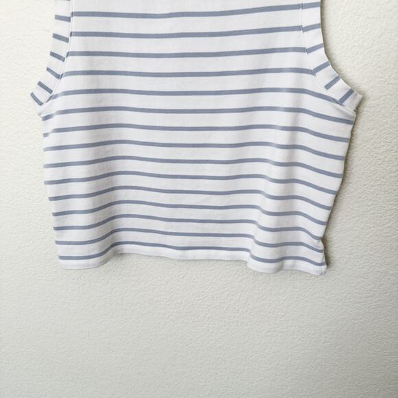 [Anthropologie] Maeve White Blue Striped Seashell Graphic Cropped Tank Top Sz XL - Picture 10 of 12